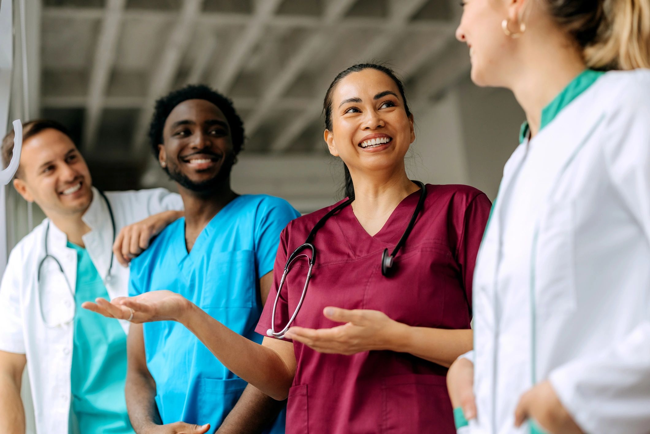 diverse health professionals networking